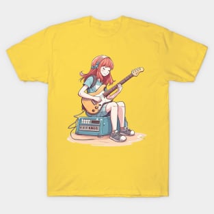 A girl playing her favourite guitar T-Shirt